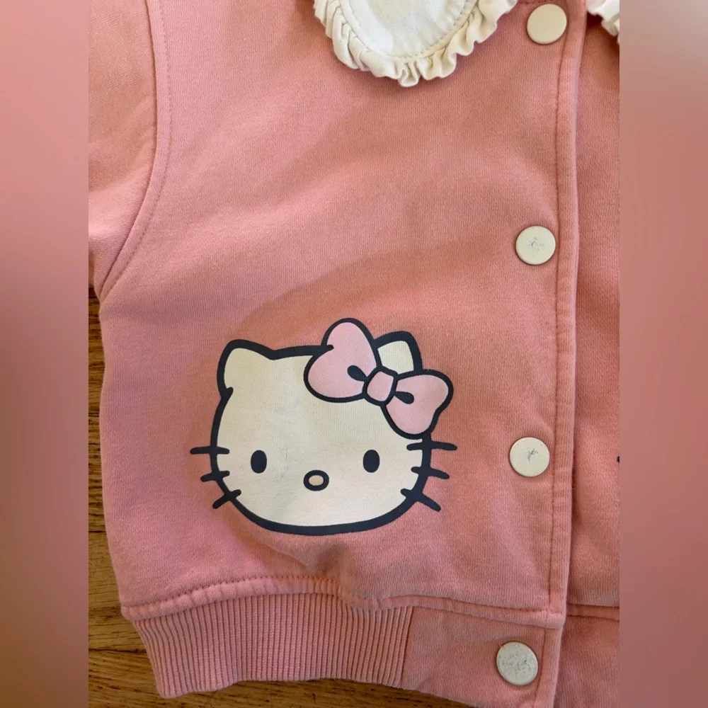 Hello kitty Peter Pan collar ruffle cardigan jacket pink size 3/4 H&M